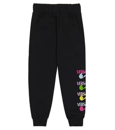 Хлопковые спортивные штаны с логотипом Safety Pin Versace, черный