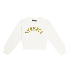 Детская хлопковая толстовка с логотипом Versace Versace, белый