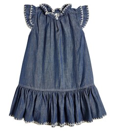 Джинсовое платье Devi с вышивкой Zimmermann Kids, синий