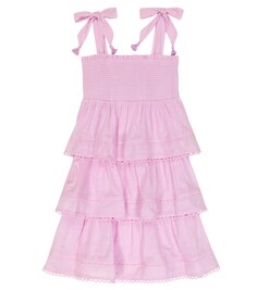 Ярусное платье Clover из хлопка Zimmermann Kids, фиолетовый