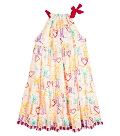 Имбирное платье из хлопка с принтом Zimmermann Kids, разноцветный