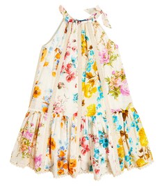 Платье Halcyon с цветочным принтом Zimmermann Kids, белый