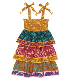 Ярусное платье Tiggy из хлопка с узором пейсли Zimmermann Kids, разноцветный