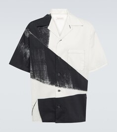Рубашка из хлопкового поплина с принтом Alexander McQueen, белый