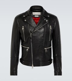 Кожаная байкерская куртка Alexander McQueen, черный