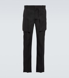 Плиссированные шерстяные брюки Alexander McQueen, черный