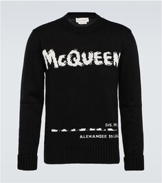Свитер McQueen Graffiti из хлопка интарсия Alexander McQueen, черный