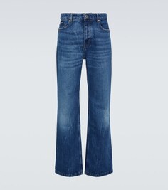 Выбеленные прямые джинсы средней посадки Ami Paris, синий