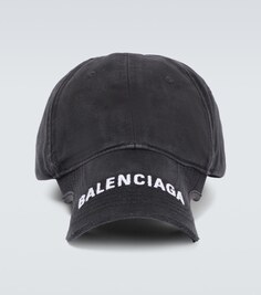 Хлопковая бейсболка с логотипом Balenciaga, черный