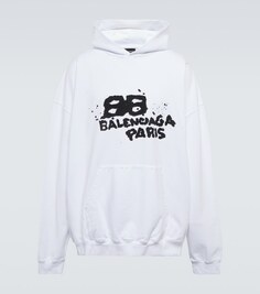 Худи с логотипом из хлопка Balenciaga, белый