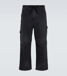 Укороченные брюки из хлопковой парусины со средней посадкой Balenciaga, черный