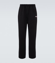 Хлопковые спортивные штаны с принтом «Политическая кампания» Balenciaga, черный
