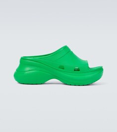 Резиновые сандалии Pool Crocs Balenciaga, зеленый