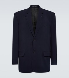 Пиджак оверсайз из шерстяного твила Balenciaga, синий