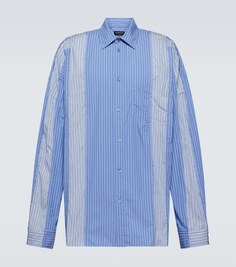 Полосатая рубашка из смесового хлопка Balenciaga, синий