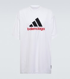 Хлопковая футболка с логотипом из коллаборации с Adidas Balenciaga, белый