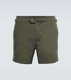 Поплиновые плавательные шорты Tom Ford, зеленый