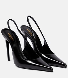 Кожаные туфли-лодочки Vendome 110 с ремешком на пятке Saint Laurent, черный