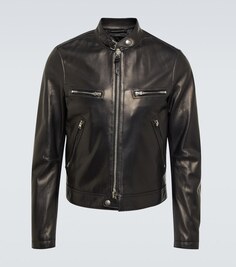 Кожаная байкерская куртка Tom Ford, черный