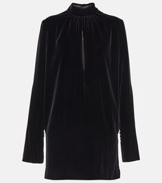 Бархатное мини-платье SAINT LAURENT, черный