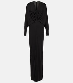 Платье с V-образным вырезом SAINT LAURENT, черный