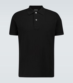 Рубашка-поло с короткими рукавами из хлопка Tom Ford, черный