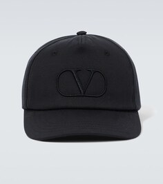 Хлопковая бейсболка с логотипом VLogo Valentino Garavani, черный