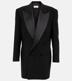 Шерстяной пиджак-смокинг SAINT LAURENT, черный