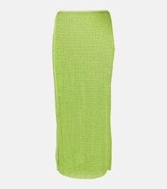 Украшенная юбка миди SELF-PORTRAIT, зеленый
