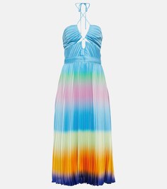 Плиссированное платье миди Annita с вырезом халтер SIMKHAI, разноцветный