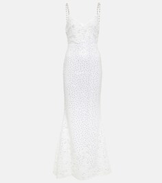 Украшенное платье макси SELF-PORTRAIT, белый