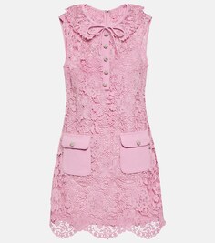 Кружевное мини-платье SELF-PORTRAIT, розовый