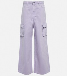 Широкие джинсовые брюки карго со средней посадкой SELF-PORTRAIT, фиолетовый