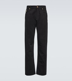Украшенные прямые джинсы средней посадки Versace, черный