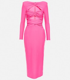Платье миди из джерси с вырезами SELF-PORTRAIT, розовый