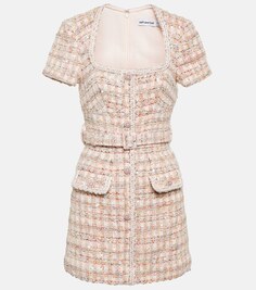 Украшенное мини-платье из букле SELF-PORTRAIT, розовый