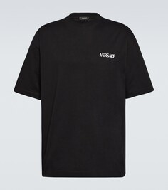 Хлопковая футболка Versace, черный