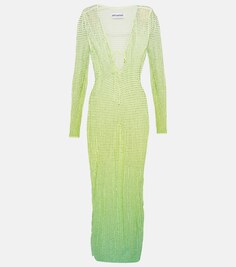 Платье макси с кристаллами SELF-PORTRAIT, зеленый