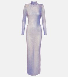 Платье макси с кристаллами SELF-PORTRAIT, фиолетовый