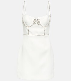 Мини-платье с кристаллами SELF-PORTRAIT, белый
