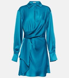 Атласное мини-платье Talit с запахом SIMKHAI, синий