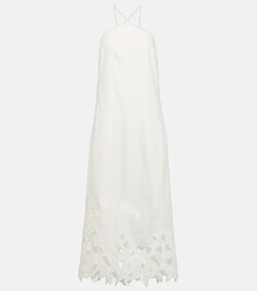 Платье миди Simone из смесового льна SIMKHAI, белый