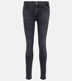 Узкие джинсы HW Skinny с высокой посадкой 7 FOR ALL MANKIND, серый