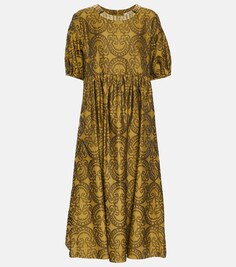 Поплиновое платье миди с принтом Fatora &apos;S MAX MARA, желтый