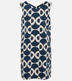 Двустороннее поплиновое платье мини Swing с принтом &apos;S MAX MARA, синий