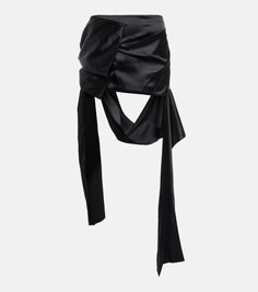 Атласная мини-юбка с драпировкой ACNE STUDIOS, черный