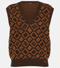 Жилет-свитер из шерсти и хлопка ACNE STUDIOS, коричневый