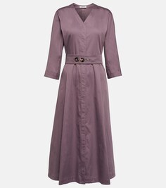 Хлопковое платье миди со складками &apos;S MAX MARA, фиолетовый