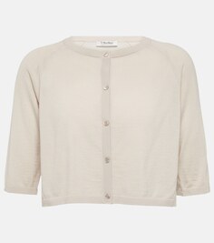 Укороченный шерстяной кардиган Tunica &apos;S MAX MARA, белый