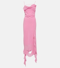 Платье миди с оборками ACNE STUDIOS, розовый